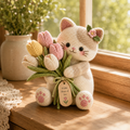 Pastel Tulip Crochet Cat – Handmade Floral Gift for Mom & Cat Lovers