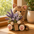 Crochet Tabby Cat Lavender Bouquet