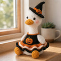 Halloween Crochet Goose Plush – Witch & Candy Corn Fall Decor