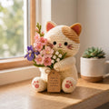 Crochet Iris & Gladiolus Cat Flower Pot – Handmade Desk Decor Gift