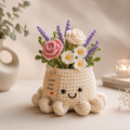 Crochet Sunflower & Lavender Basket – Handmade Desk Decor Gift
