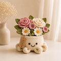 Blush Crochet Rose Bouquet in Octopus Pot – Handmade Floral Gift