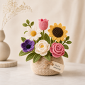 Handmade Crochet Flower Basket – Daisy & Lavender Decor
