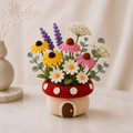 Handmade Crochet Wildflower Mushroom Pot - Floral Decor