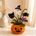 Handmade Crochet Halloween Pumpkin Pot Decor