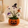 Handmade Crochet Ghost Halloween Pumpkin Pot Decor
