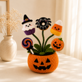 Handmade Crochet Halloween Treats Pumpkin Pot