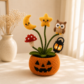 Handmade Crochet Night Sky Halloween Pumpkin Pot