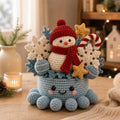 Crochet Christmas Snowman Octopus Basket - Handmade Winter Holiday Decor