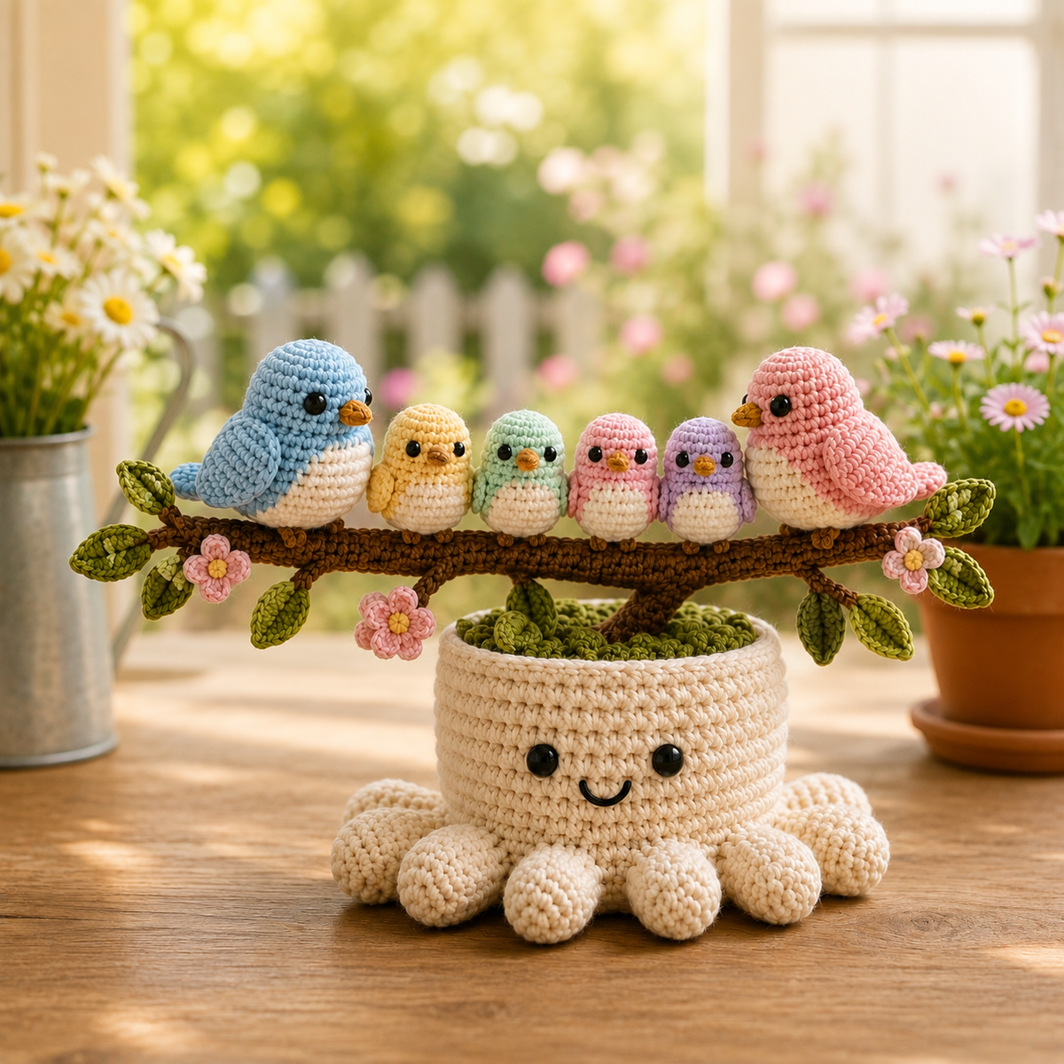 Crochet Bird Family Tree – Handmade Family of Birds Decor