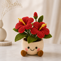 Handmade Crochet Tropical Flower Pot – Hibiscus, Plumeria & Bird of Paradise