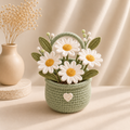 Handmade Crochet Daisy Flower Basket – Amigurumi Floral Basket Decor & Gift