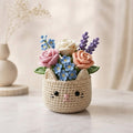 Crochet Flower Bouquet in Cat Pot – Handmade Floral Gift & Desk Decor