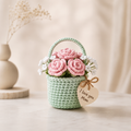 Crochet Daisy Flower Basket – Handmade Personalized Floral Gift