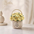 Yellow Crochet Flower Basket – Handmade Personalized Floral Gift