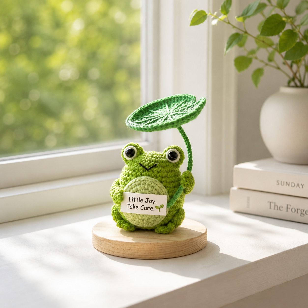 Crochet Frog with Lily Pad – Handmade Positive Gift