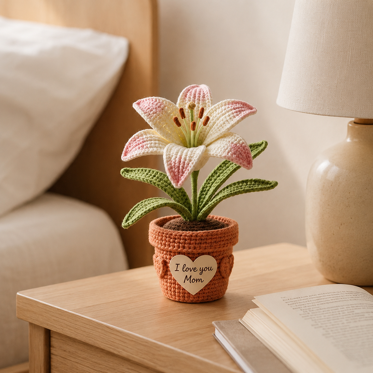 Crochet Lily Flower Pot – Handmade Personalized Gift for Mom