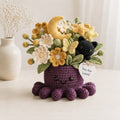 Handmade Crochet Black Cat & Moon Octopus with Flowers | Celestial Gift
