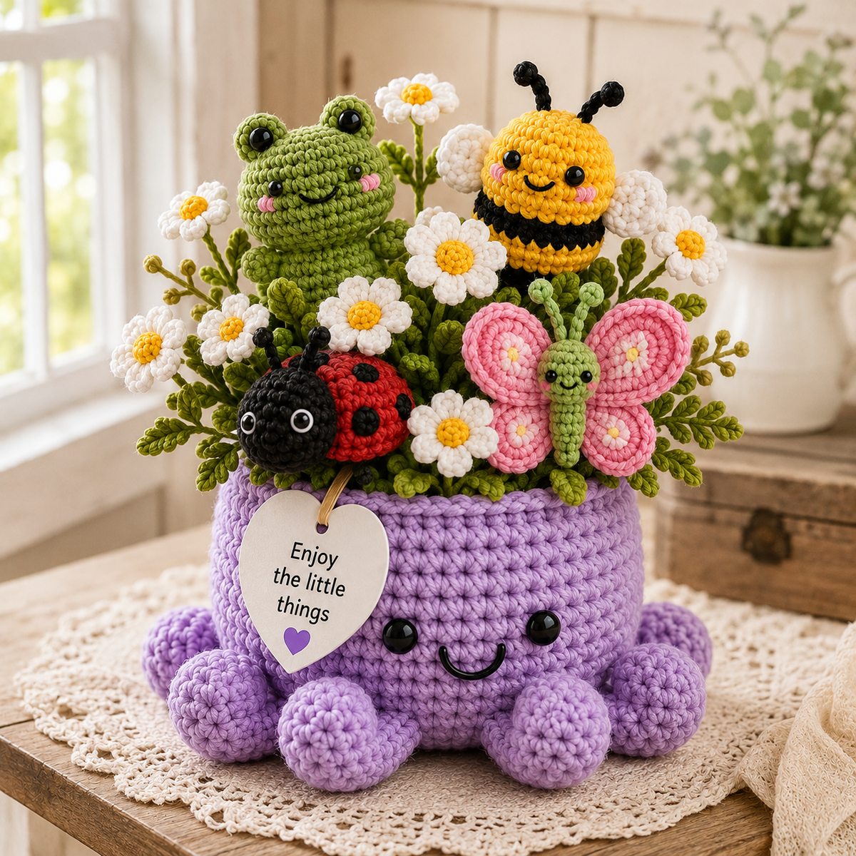 Custom Crochet Animal Bouquet – Personalized Animals Garden Octopus Pot