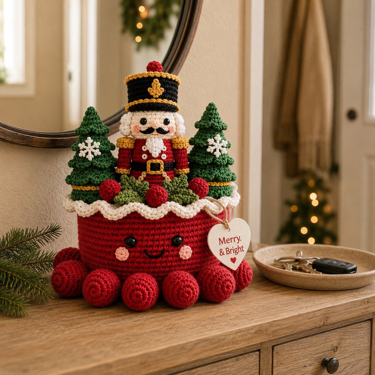 Artisanal Crochet Nutcracker Village Scene – Cozy Christmas Home Decor Plush