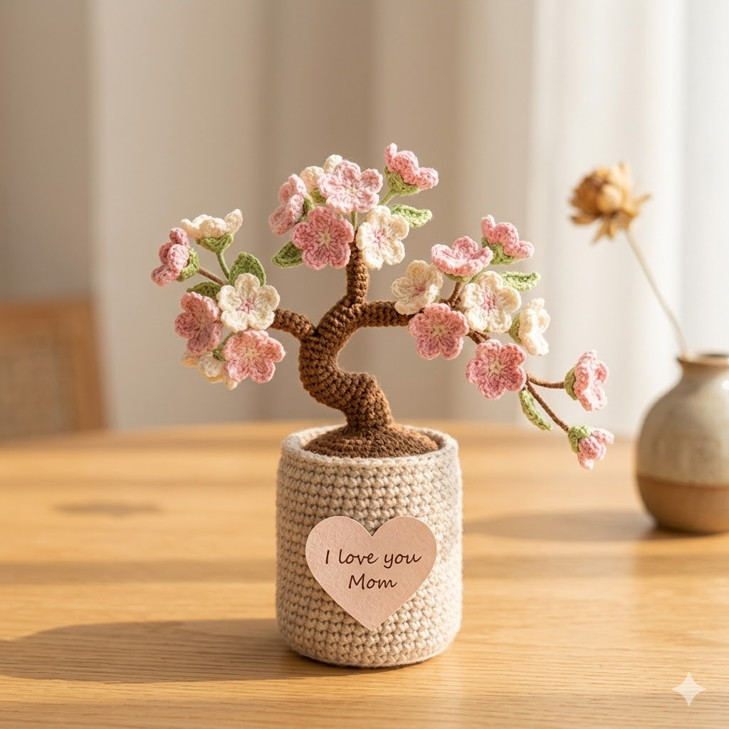 Crochet Cherry Blossom Tree – Handmade Sakura Flower Pot