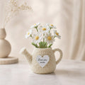 Crochet Flower Pot Watering Can – Handmade Floral Desk Decor