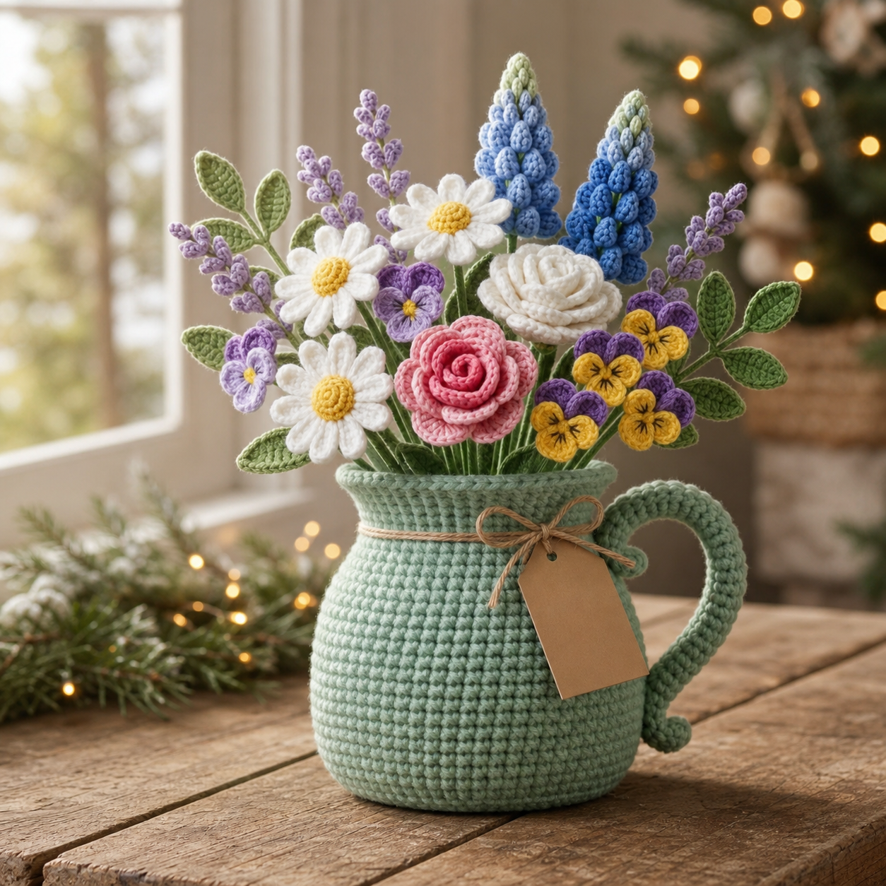 Handmade Crochet Flower Bouquet in Vase – Love You Mom Gift