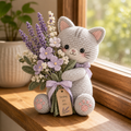Lavender Comfort Crochet Cat – Handmade Calming Floral Gift for Mom & Cat Lovers