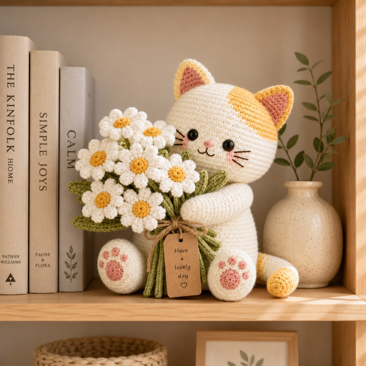 Daisy Day Crochet Cat – Handmade Floral Gift for Mom & Cat Lovers