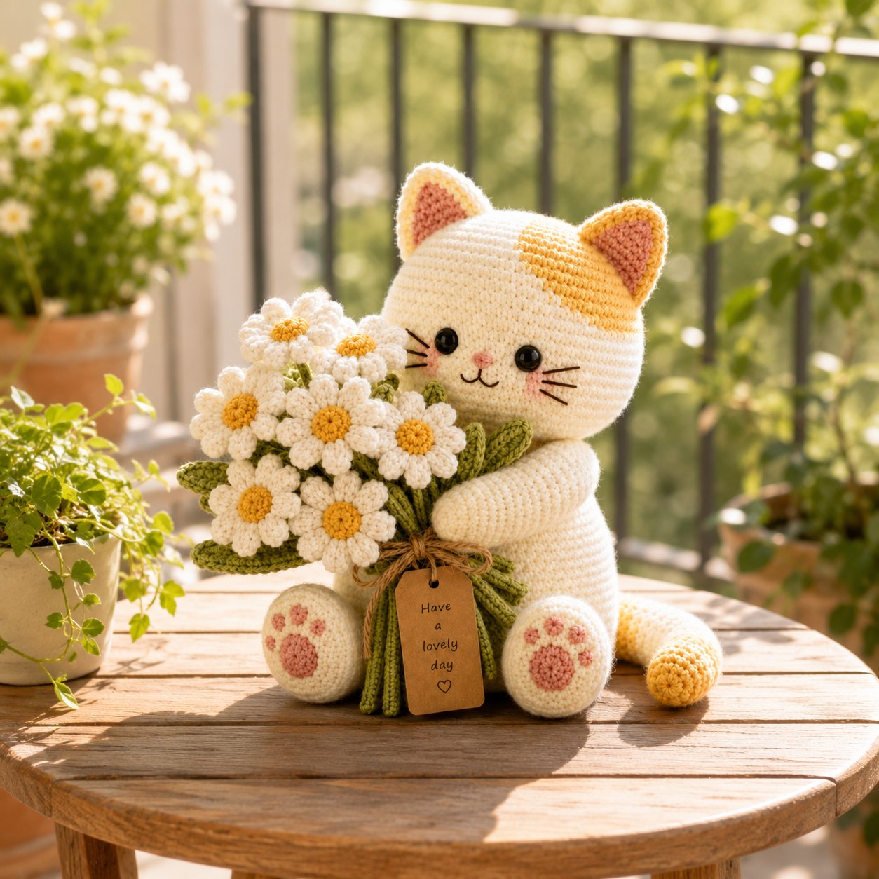 Daisy Day Crochet Cat – Handmade Floral Gift for Mom & Cat Lovers