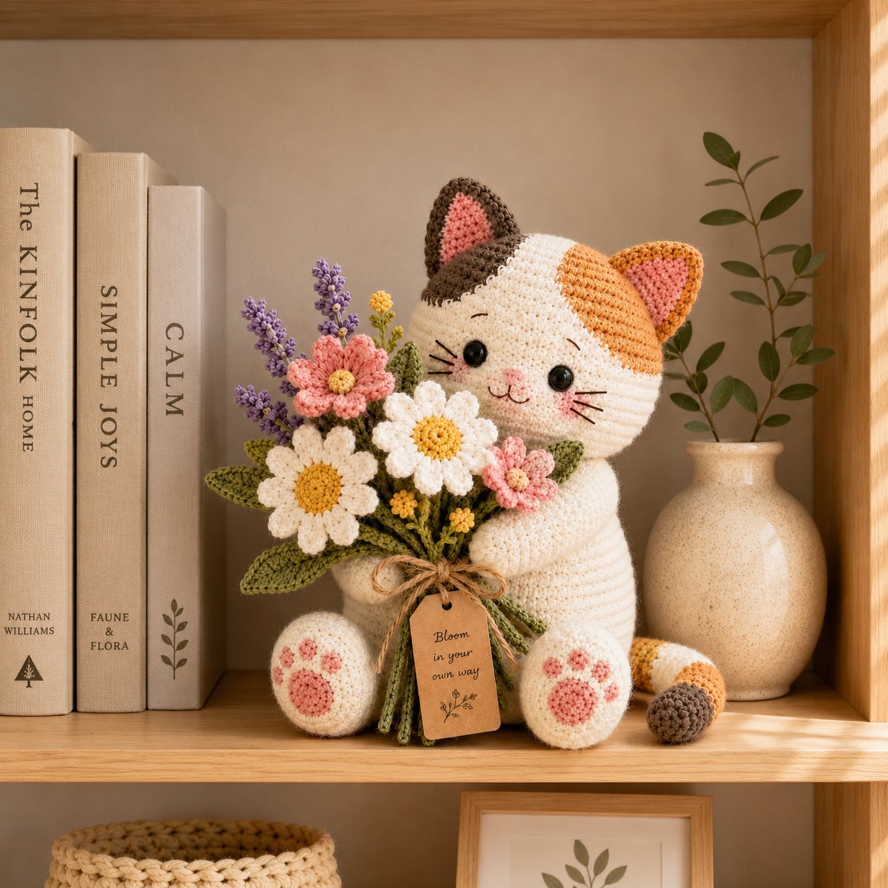 Wildflower Crochet Cat – Handmade “Bloom Your Own Way” Gift