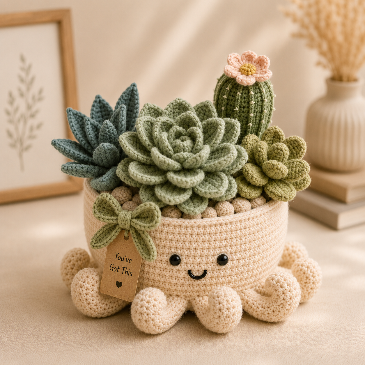 Crochet Succulent & Cactus Garden in Smiling Octopus Pot