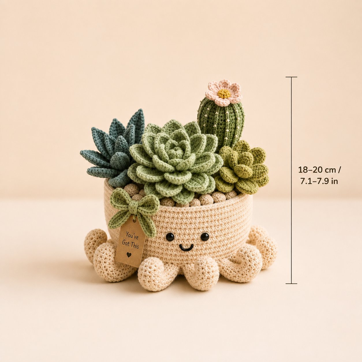 Crochet Succulent & Cactus Garden in Smiling Octopus Pot