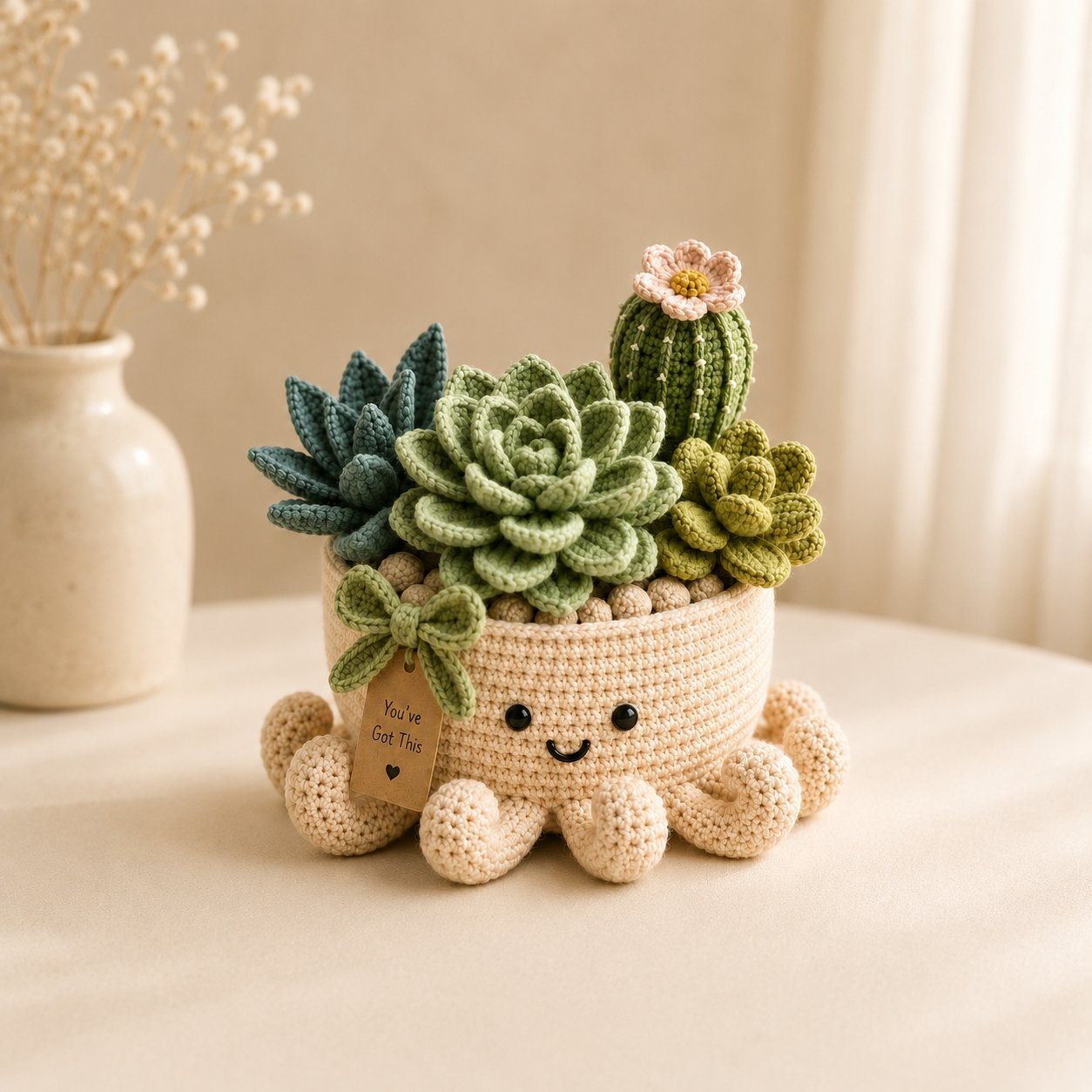 Crochet Succulent & Cactus Garden in Smiling Octopus Pot