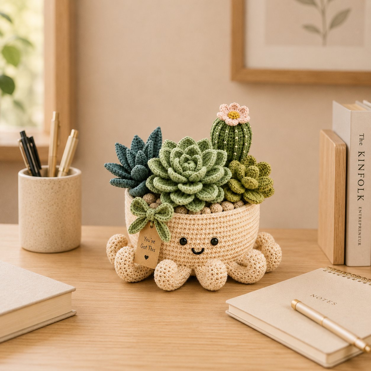 Crochet Succulent & Cactus Garden in Smiling Octopus Pot