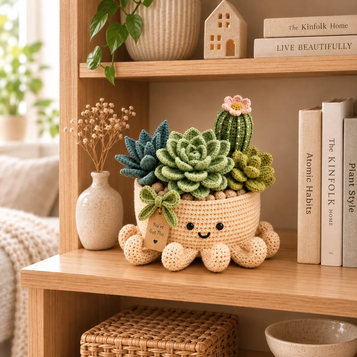 Crochet Succulent & Cactus Garden in Smiling Octopus Pot