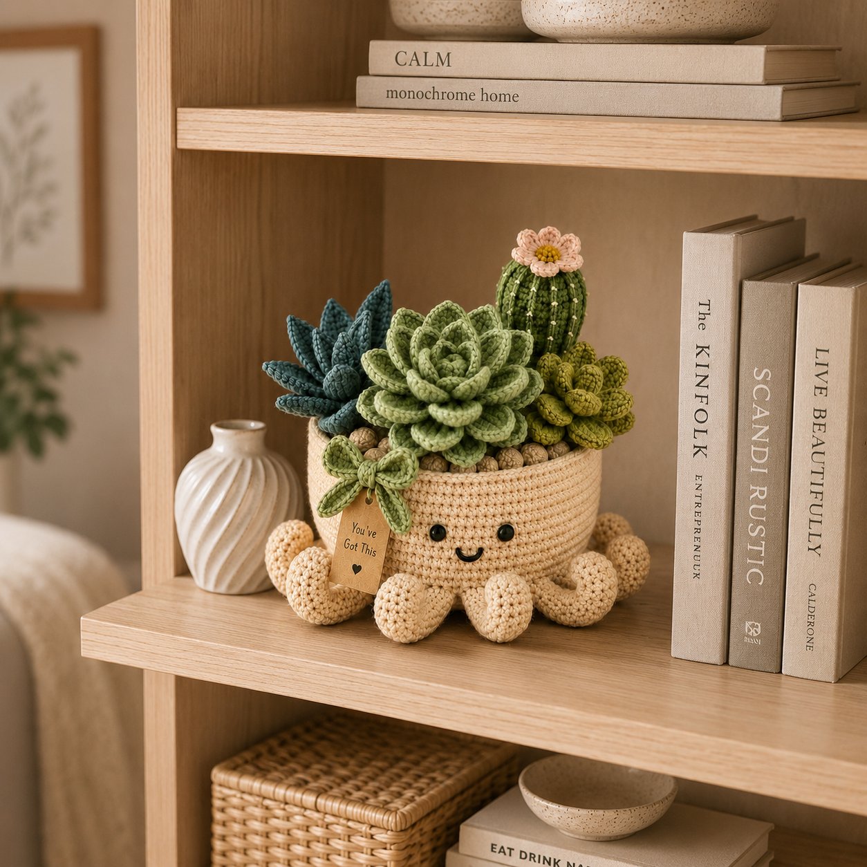 Crochet Succulent & Cactus Garden in Smiling Octopus Pot