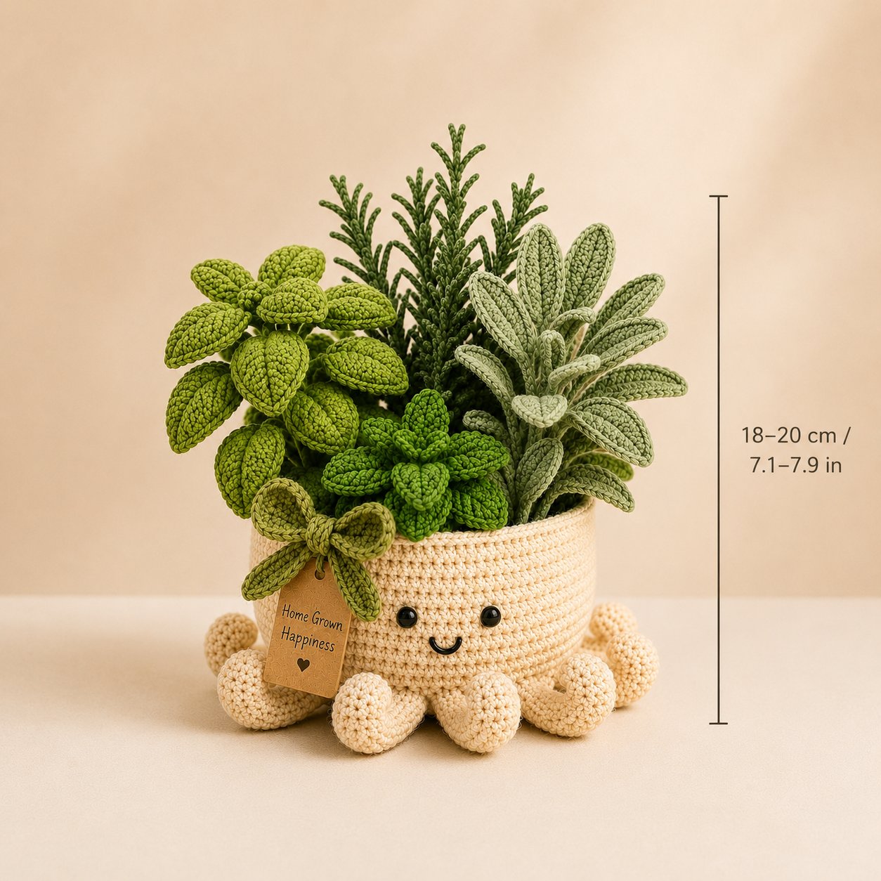 Crochet Herb Garden in Smiling Octopus Pot