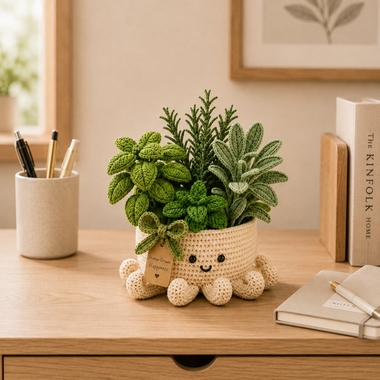 Crochet Herb Garden in Smiling Octopus Pot