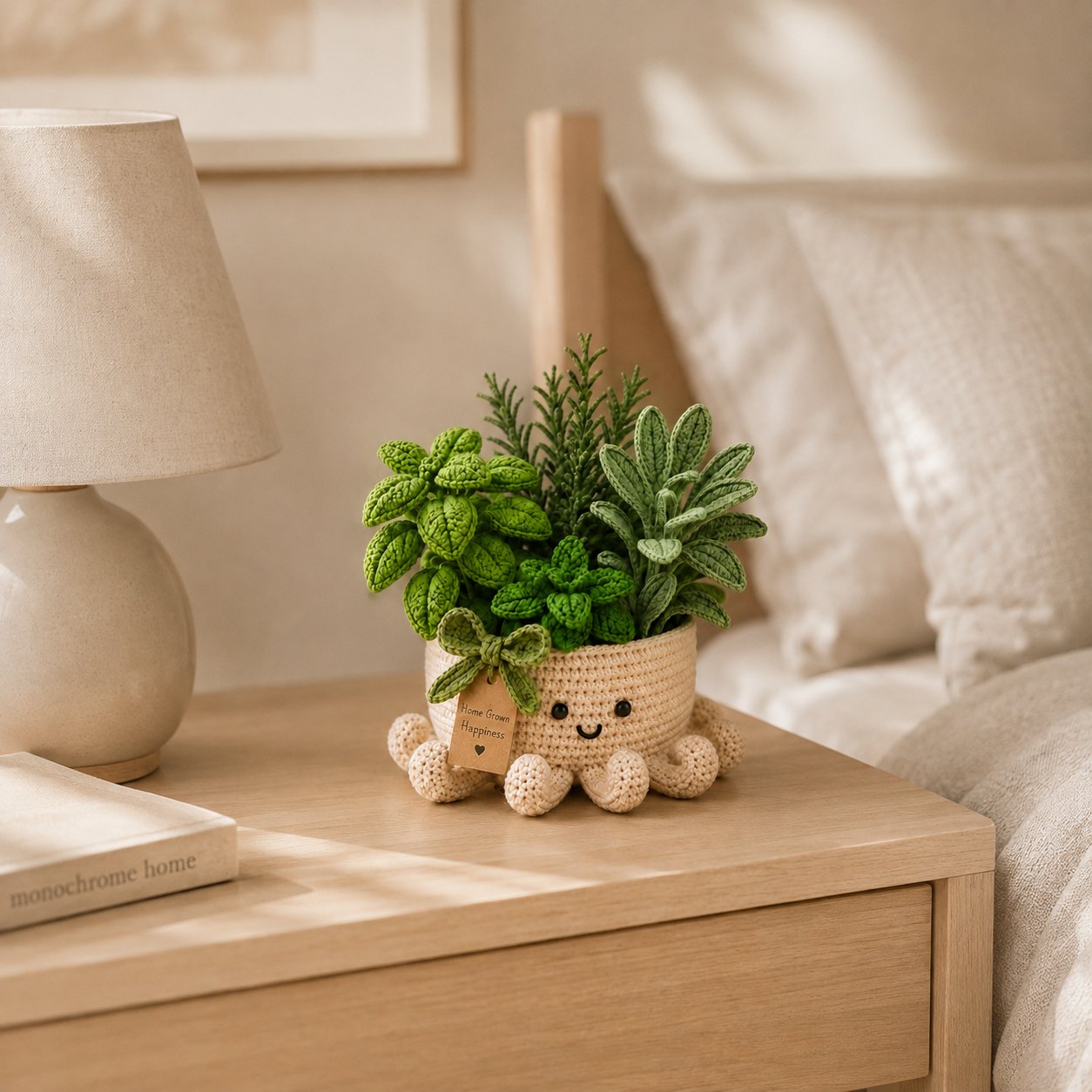 Crochet Herb Garden in Smiling Octopus Pot
