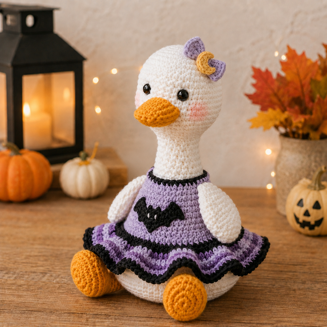 Halloween Crochet Goose Plush – Witch & Candy Corn Fall Decor
