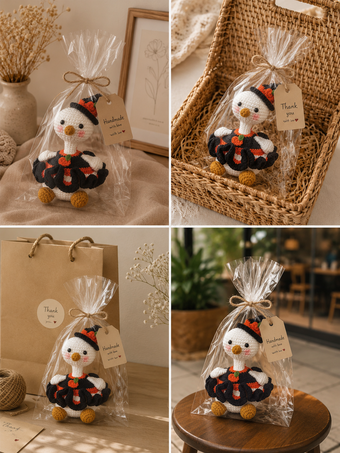 Halloween Crochet Goose Plush – Witch & Candy Corn Fall Decor