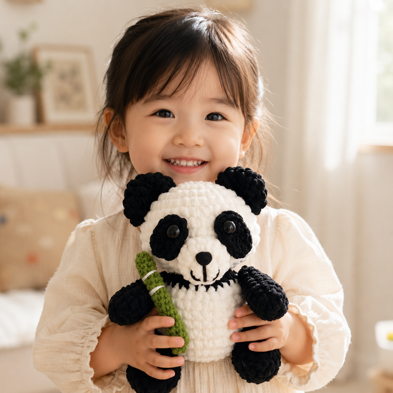 Handmade Crochet Panda with Happy Place Sign – Cute Anniversary Gift
