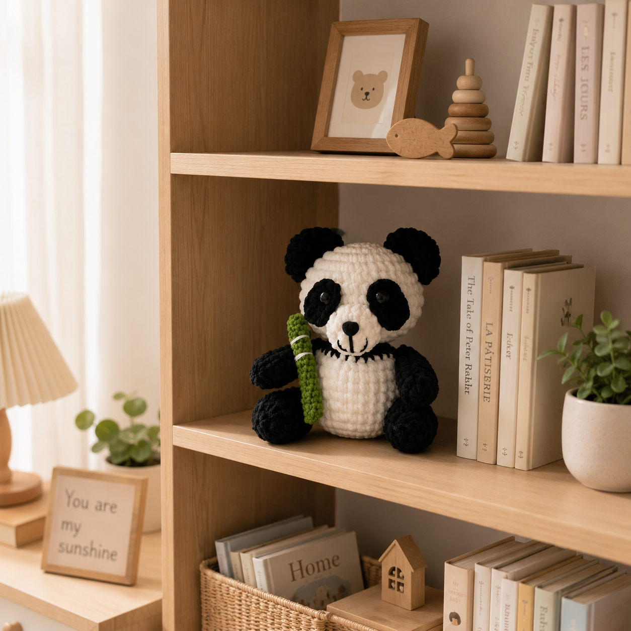 Handmade Crochet Panda with Happy Place Sign – Cute Anniversary Gift