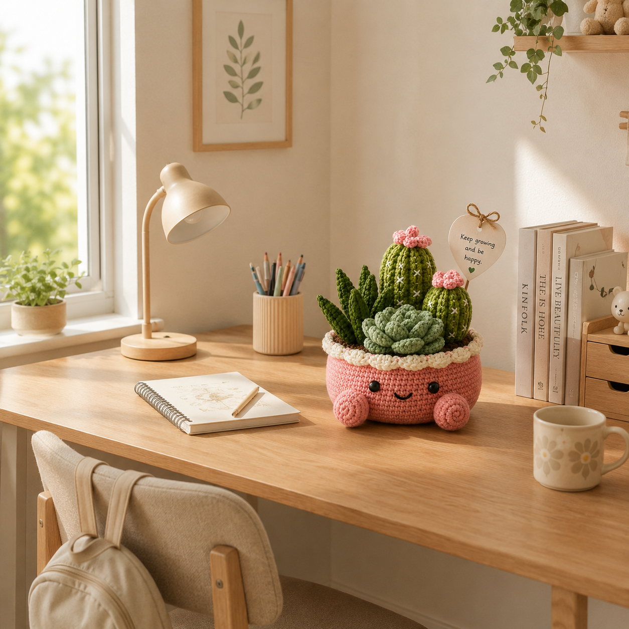 Handmade Crochet Succulent & Cactus Pot – Personalized Desk Decor