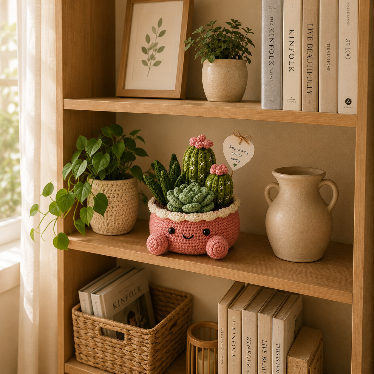 Handmade Crochet Succulent & Cactus Pot – Personalized Desk Decor