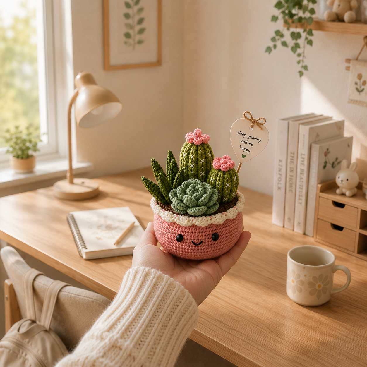 Handmade Crochet Succulent & Cactus Pot – Personalized Desk Decor