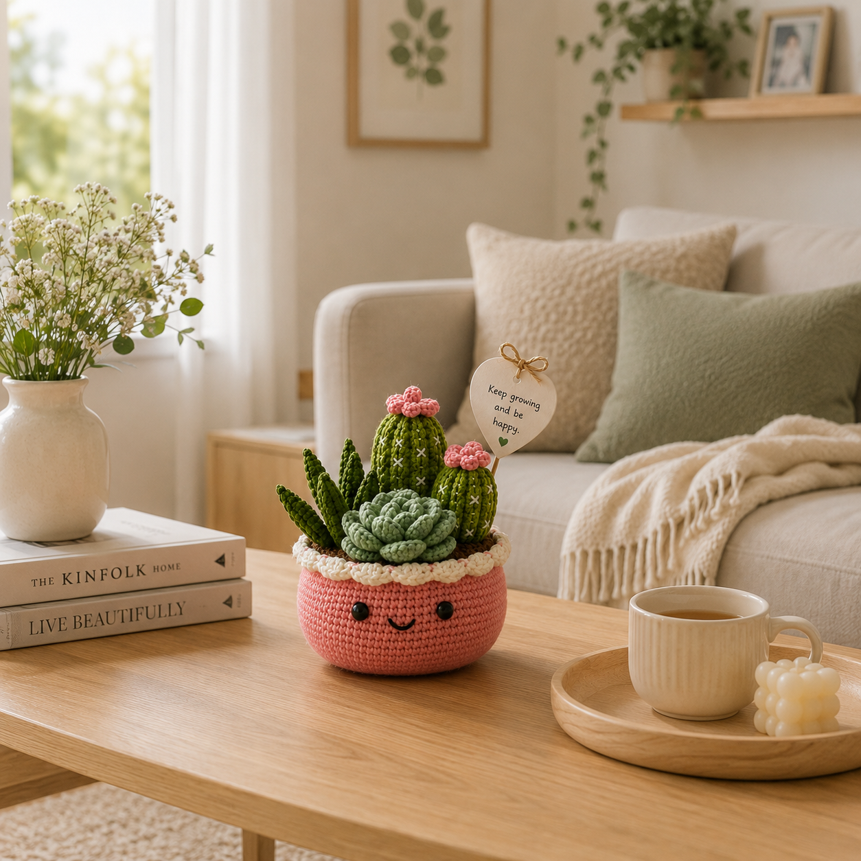 Handmade Crochet Succulent & Cactus Pot – Personalized Desk Decor