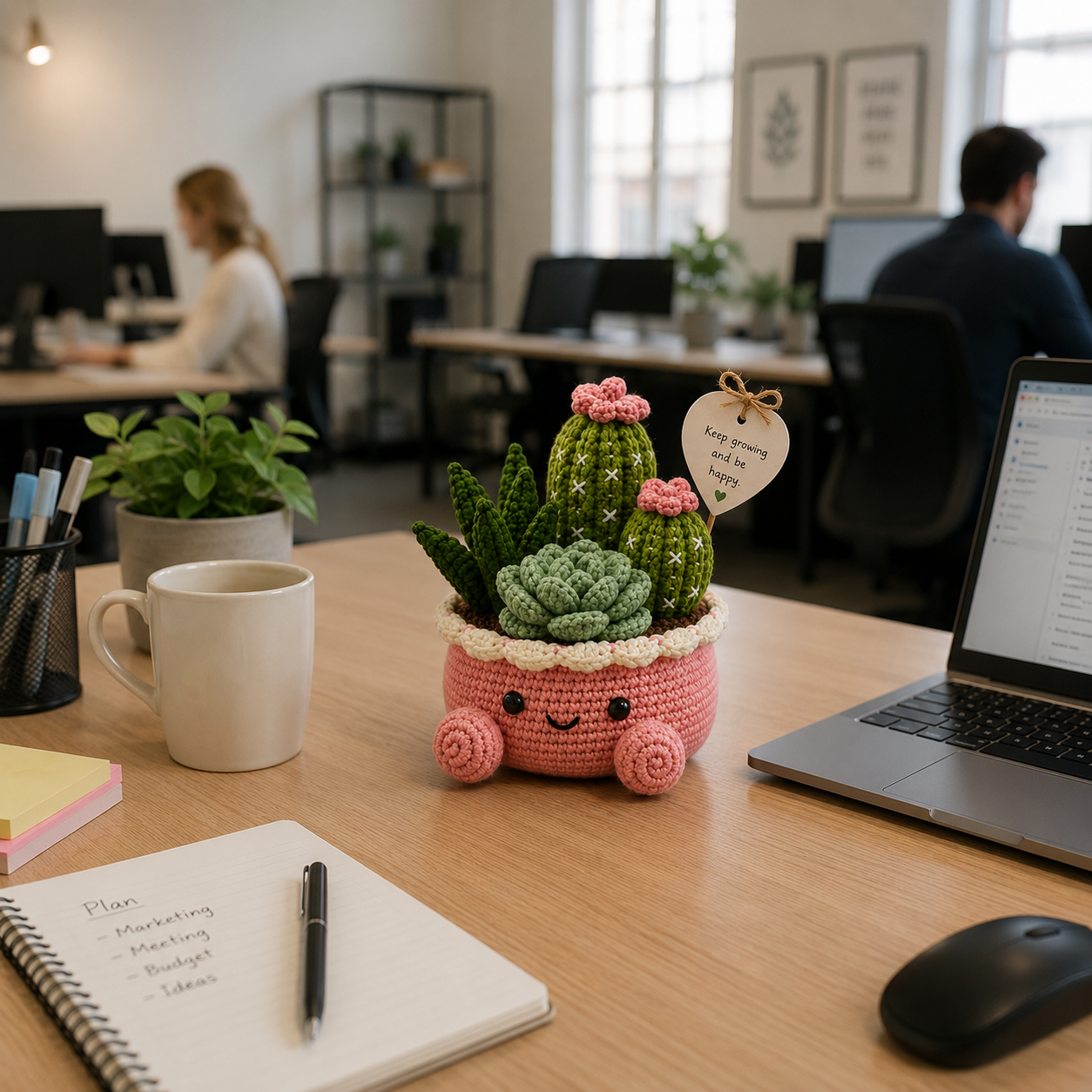 Handmade Crochet Succulent & Cactus Pot – Personalized Desk Decor