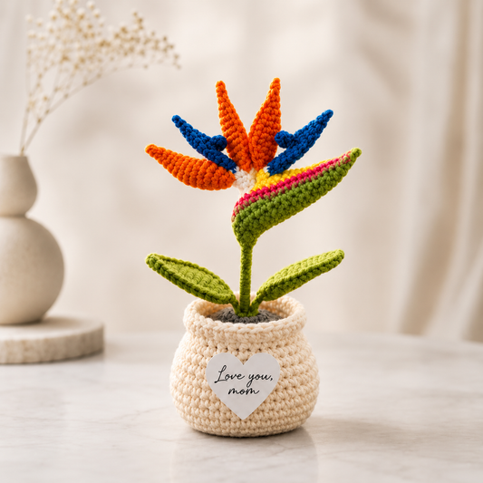 Handmade Crochet Bird of Paradise Flower Pot – Mother's Day Gift
